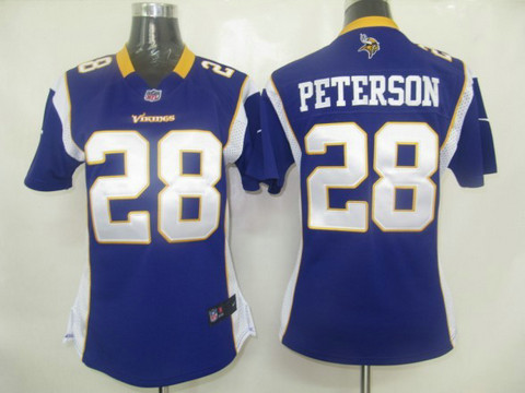 Women Game Minnesota Vikings 28 Peterson purple